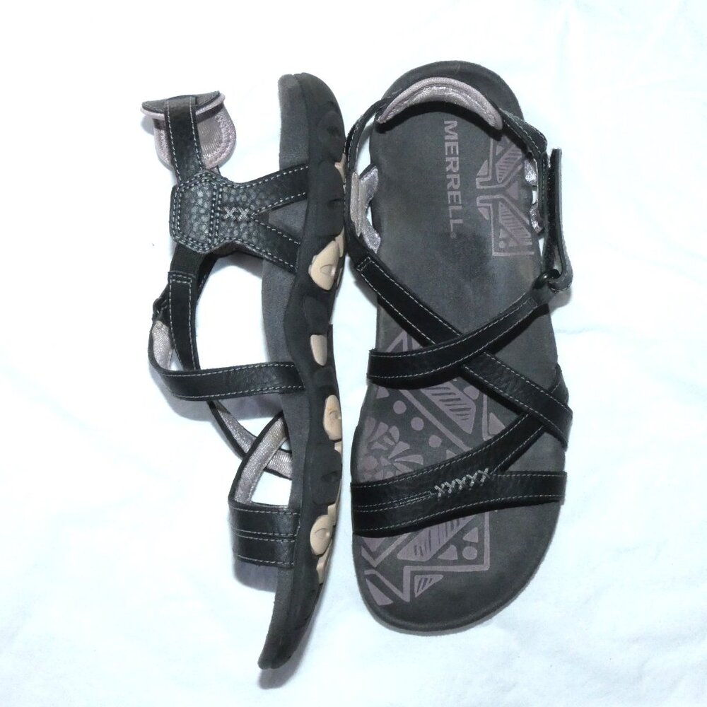 Merrell Women’s Black and Lilac Leather Sandal Size 7 - Picture 7 of 9